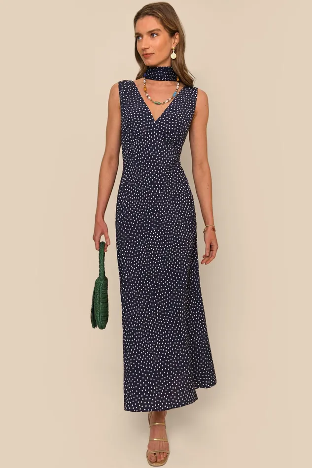 Dresses Women RIXO Sandrine Mini Navy Polka Dot