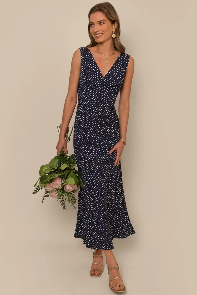 Dresses Women RIXO Sandrine Mini Navy Polka Dot Dresses Women RIXO Sandrine Mini Navy Polka Dot