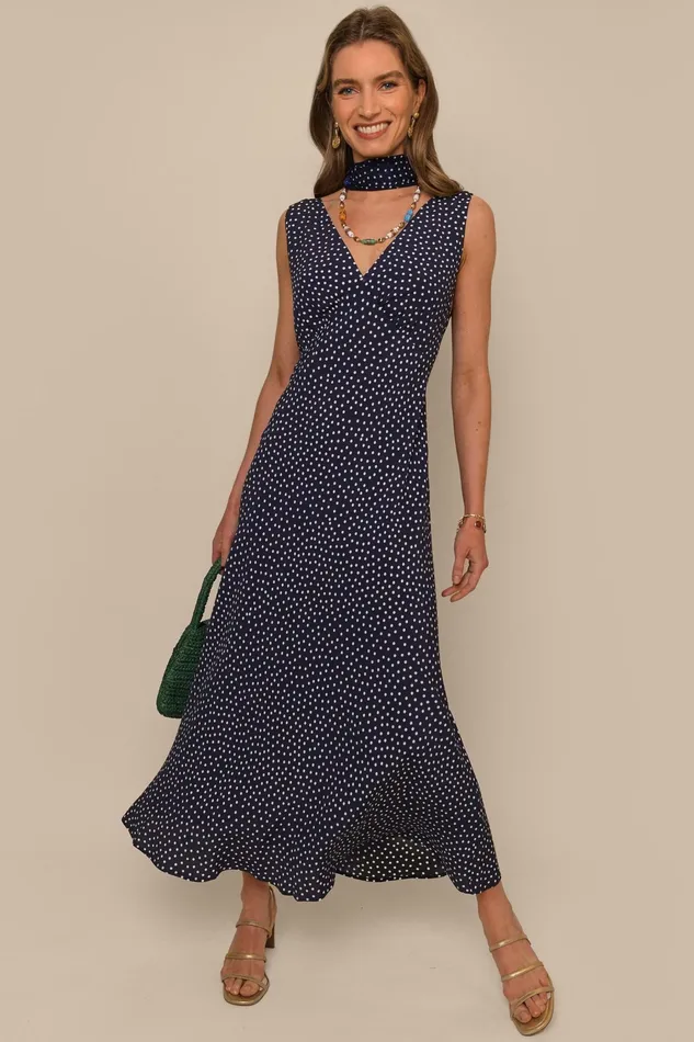 Dresses Women RIXO Sandrine Mini Navy Polka Dot Dresses Women RIXO Sandrine Mini Navy Polka Dot