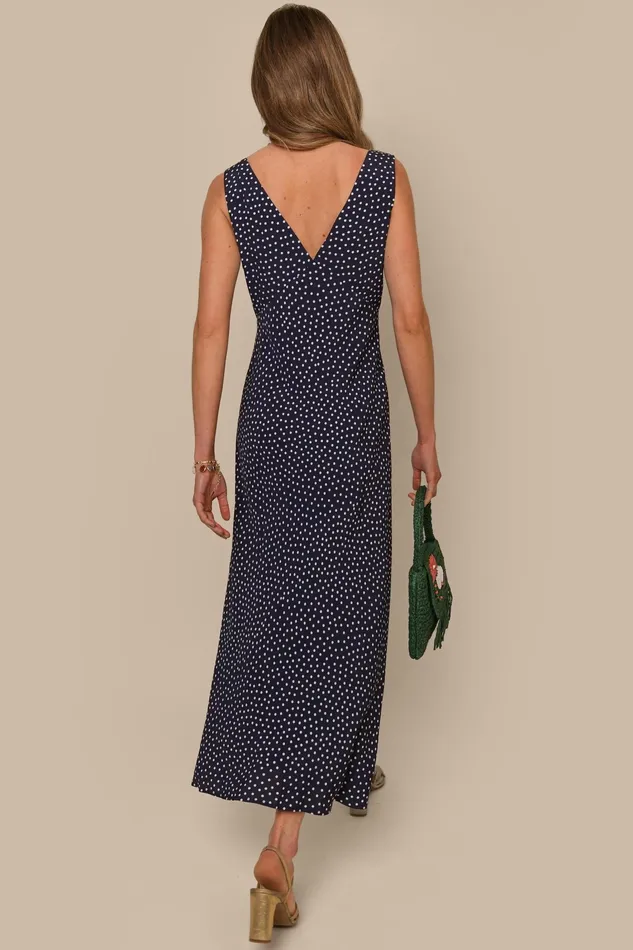Dresses Women RIXO Sandrine Mini Navy Polka Dot Dresses Women RIXO Sandrine Mini Navy Polka Dot