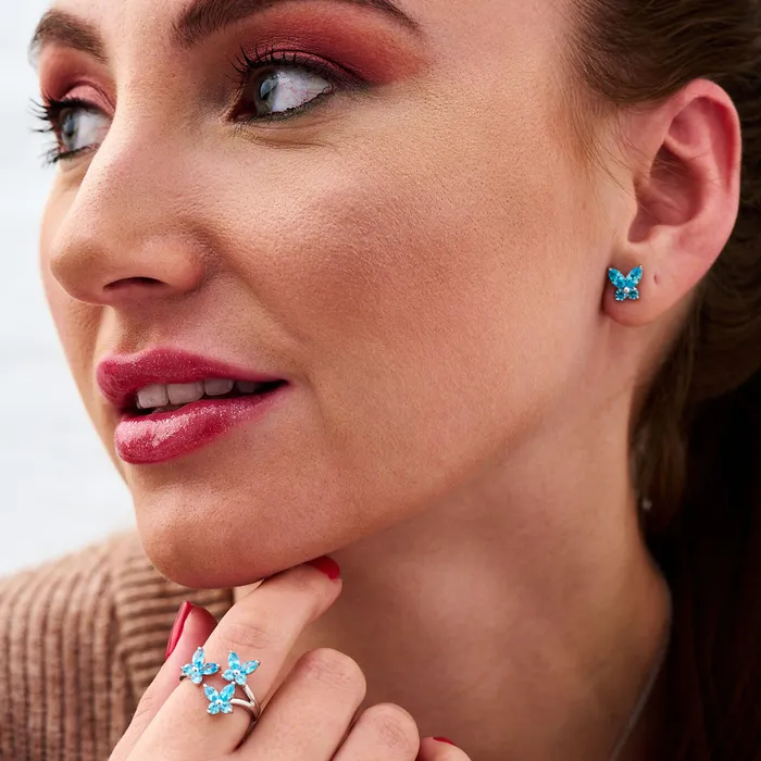 Earrings Silver and Blue Marquise Stud Earrings 8211 Olivia Burton Women