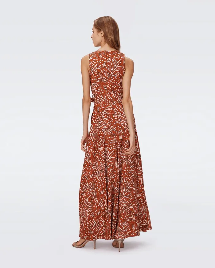 Elliot Maxi Dress Water Tiger Caramel Women DVF Dresses