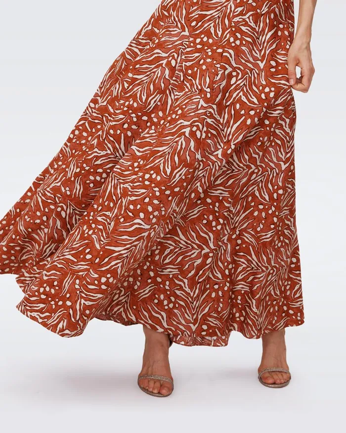 Elliot Maxi Dress Water Tiger Caramel Women DVF Dresses