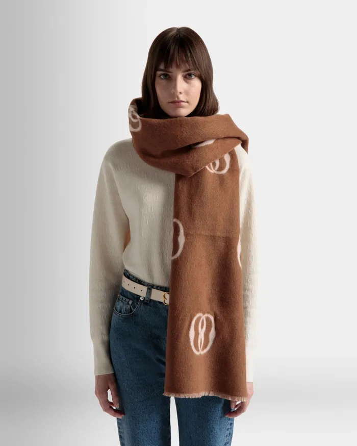 Emblem Scarf In Desert And Dusty Petal Fabric Women Bally Scarves