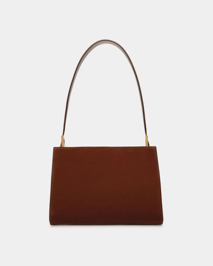 Emblem Shoulder Bag In Brown Suede Women Bally Shoulder Bags