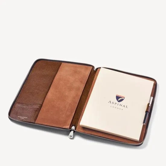Executive A4 Zipped Padfolio Tobacco Pebble Women Aspinal Of London Padfolios