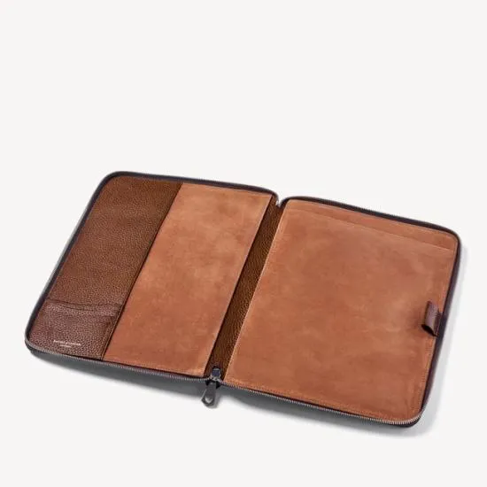 Executive A4 Zipped Padfolio Tobacco Pebble Women Aspinal Of London Padfolios