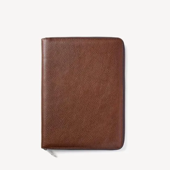 Executive A4 Zipped Padfolio Tobacco Pebble Women Aspinal Of London Padfolios