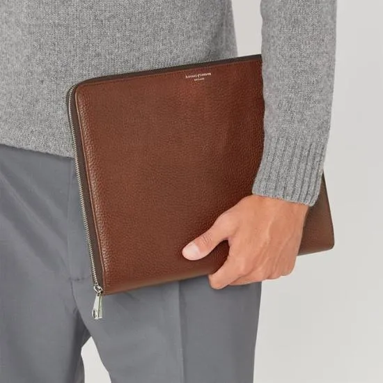 Executive A4 Zipped Padfolio Tobacco Pebble Women Aspinal Of London Padfolios