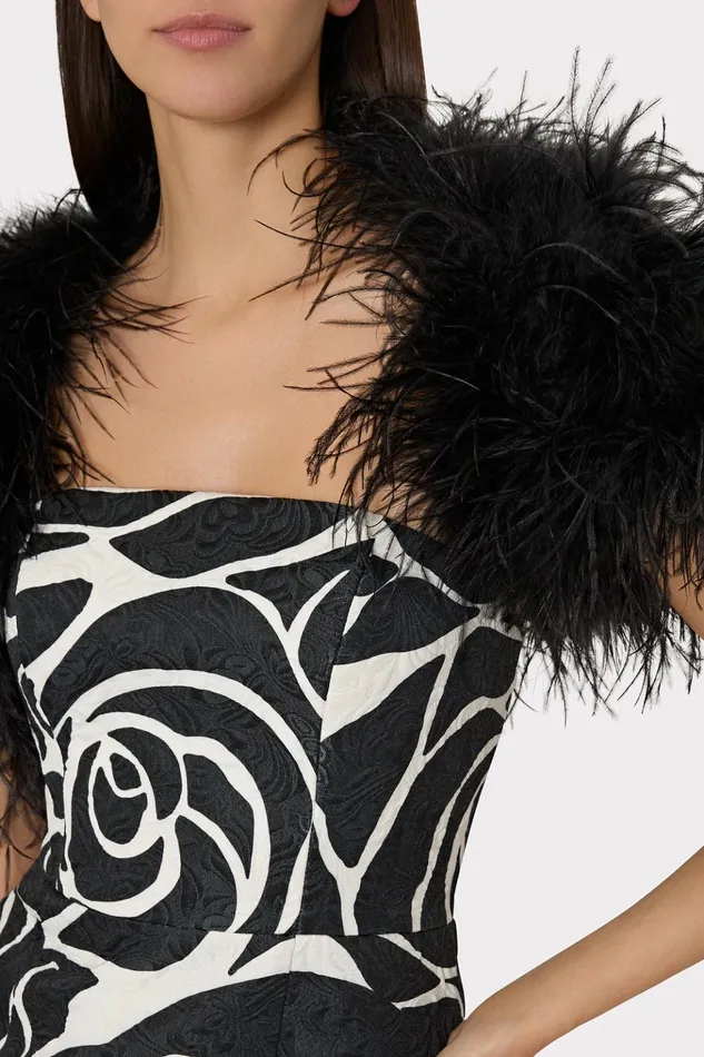 Feather Bolero Black Women Milly Coats and Jackets
