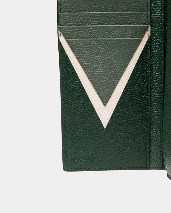 Flag Continental Wallet In Bottle Green Leather Men Bally Wallets and Card Holders