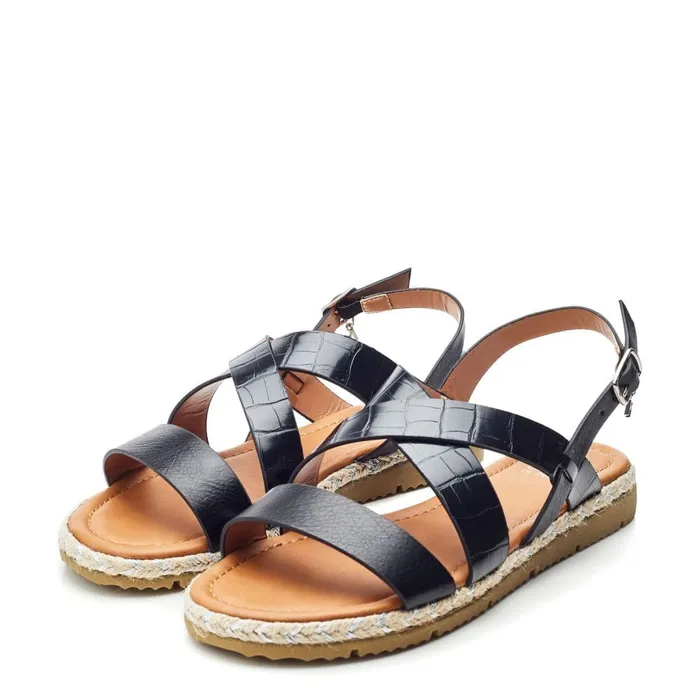 Flatform Sandals Women Moda In Pelle Neyma Black Porvair Flatform Sandals Women Moda In Pelle Neyma Black Porvair