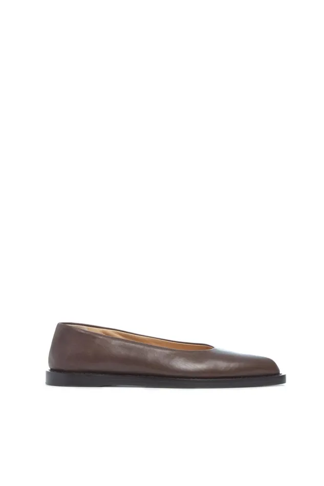 Flats Women Gabriela Hearst Kati Ballerina Flat Shoe In Chocolate Leather