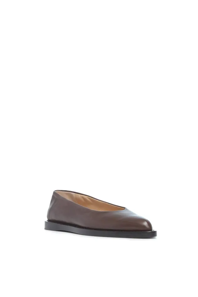 Flats Women Gabriela Hearst Kati Ballerina Flat Shoe In Chocolate Leather