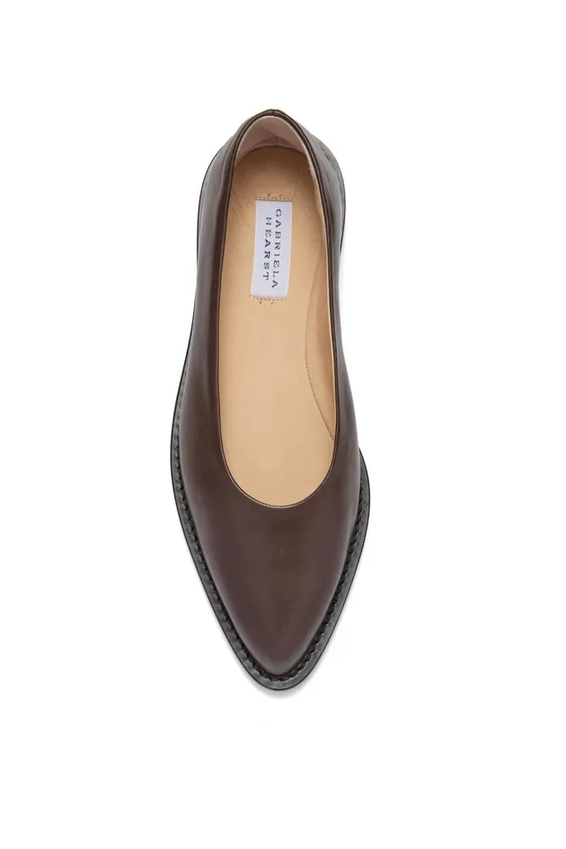 Flats Women Gabriela Hearst Kati Ballerina Flat Shoe In Chocolate Leather