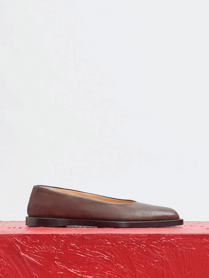 Flats Women Gabriela Hearst Kati Ballerina Flat Shoe In Chocolate Leather