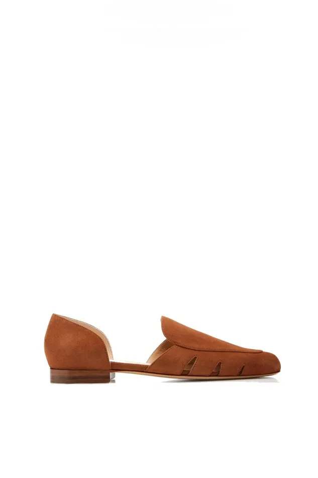 Flats Women Gabriela Hearst Rory Flat Shoe In Cognac Suede