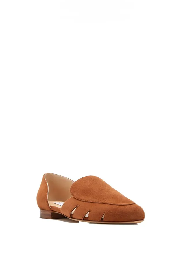 Flats Women Gabriela Hearst Rory Flat Shoe In Cognac Suede