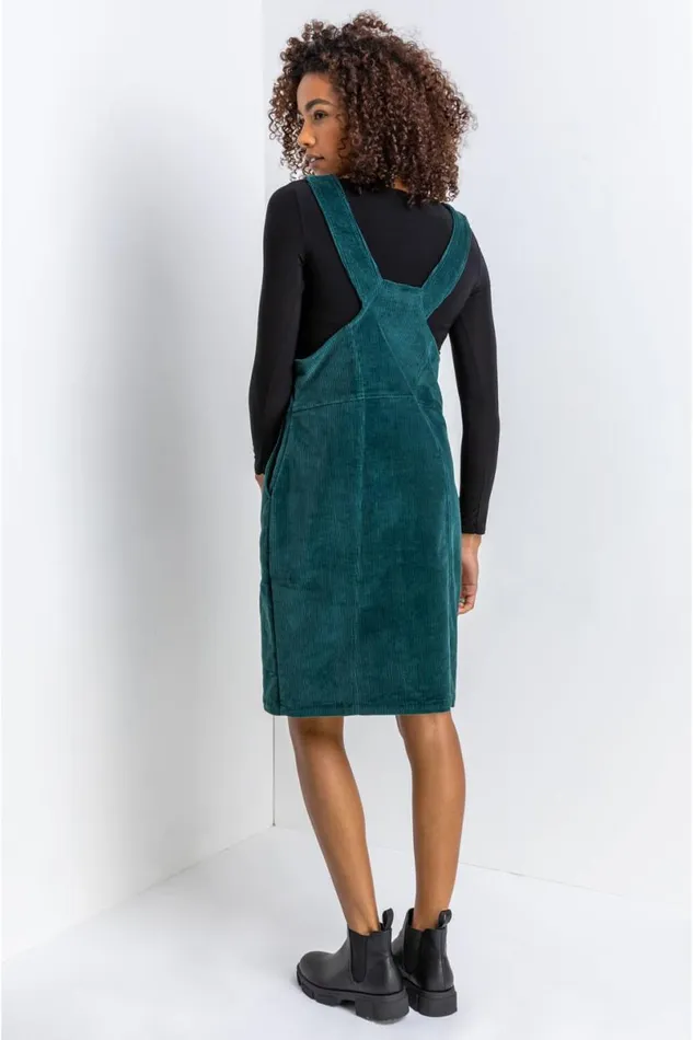 Forest Button Corduroy Pinafore Dress Women Roman Dresses