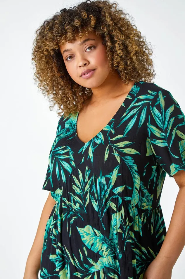 Green Curve Geometric Tiered Frill Midi Dress Women Roman Dresses