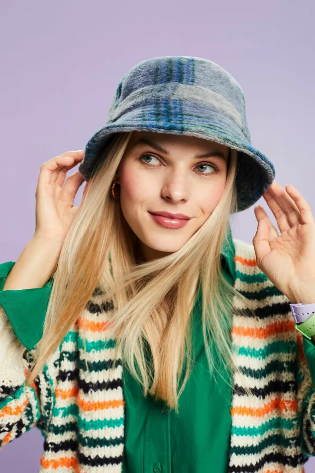 Hats Caps Women Esprit Brushed Paid Bucket Hat Navy