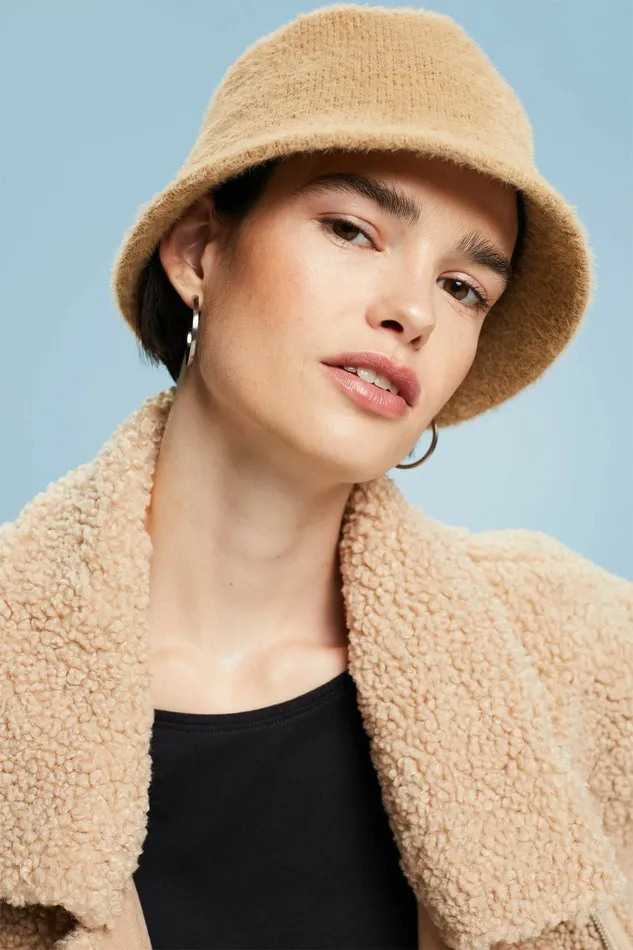 Hats Caps Women Esprit Knitted Bucket Hat Sand