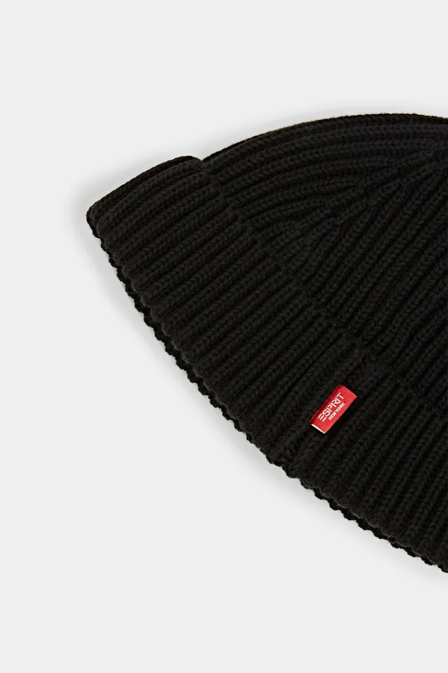 Hats Caps Women Esprit RibKnit Beanie 100 Cotton Black