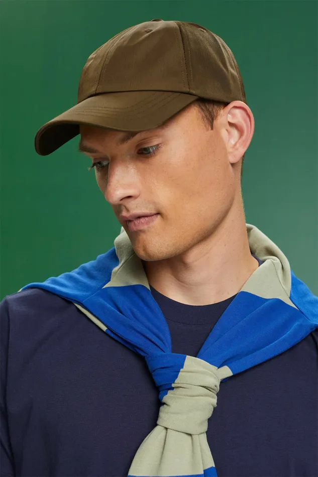 Hats Men Esprit Twill Baseball Cap Khaki Green