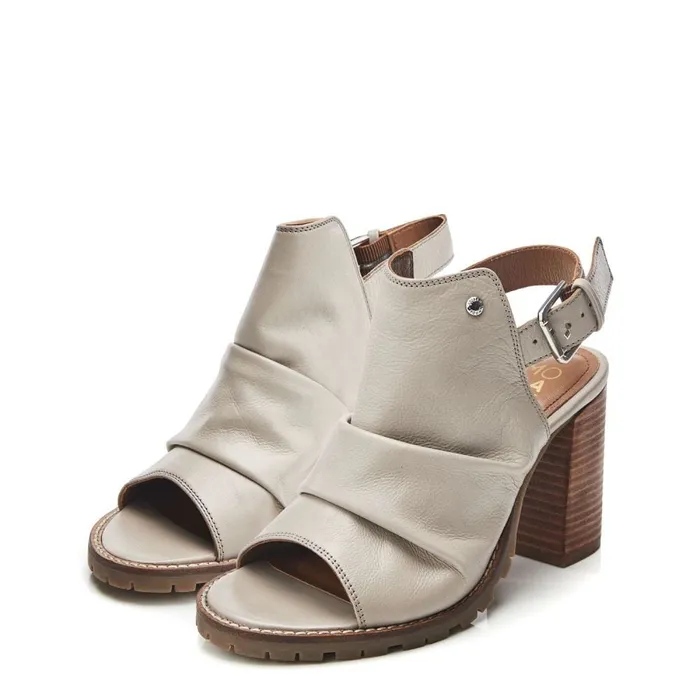 Heeled Sandals Women Moda In Pelle Mirianne Taupe Leather