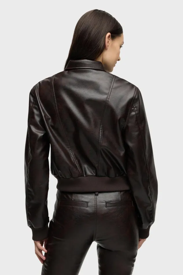 Hudson Jeans Jackets and Outerwear Women Bomber Jacket Marbled Vegan Leather Hudson Jeans Jackets and Outerwear Women Bomber Jacket Marbled Vegan Leather