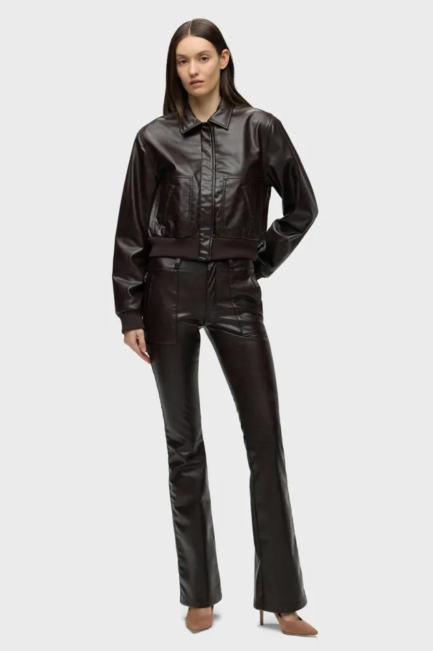 Hudson Jeans Jackets and Outerwear Women Bomber Jacket Marbled Vegan Leather Hudson Jeans Jackets and Outerwear Women Bomber Jacket Marbled Vegan Leather