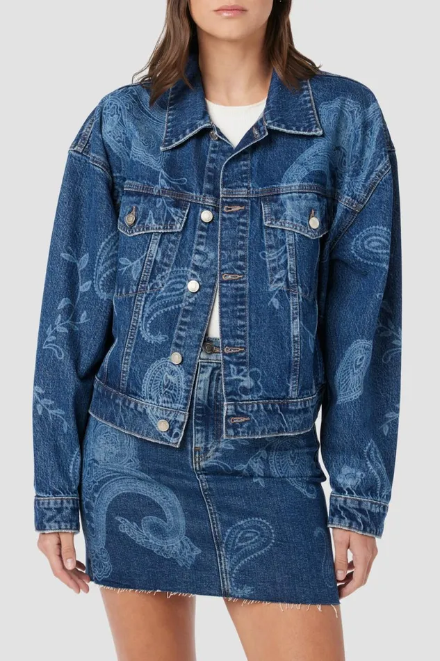 Hudson Jeans Jackets and Outerwear Women Brea Swing Trucker Jacket Laser Paisley