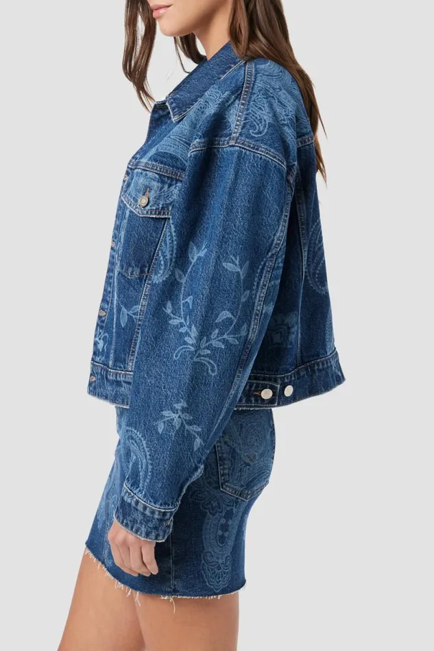 Hudson Jeans Jackets and Outerwear Women Brea Swing Trucker Jacket Laser Paisley Hudson Jeans Jackets and Outerwear Women Brea Swing Trucker Jacket Laser Paisley