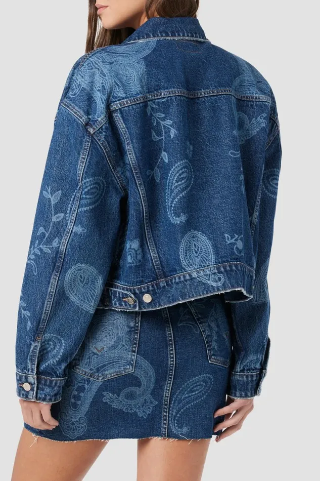 Hudson Jeans Jackets and Outerwear Women Brea Swing Trucker Jacket Laser Paisley Hudson Jeans Jackets and Outerwear Women Brea Swing Trucker Jacket Laser Paisley