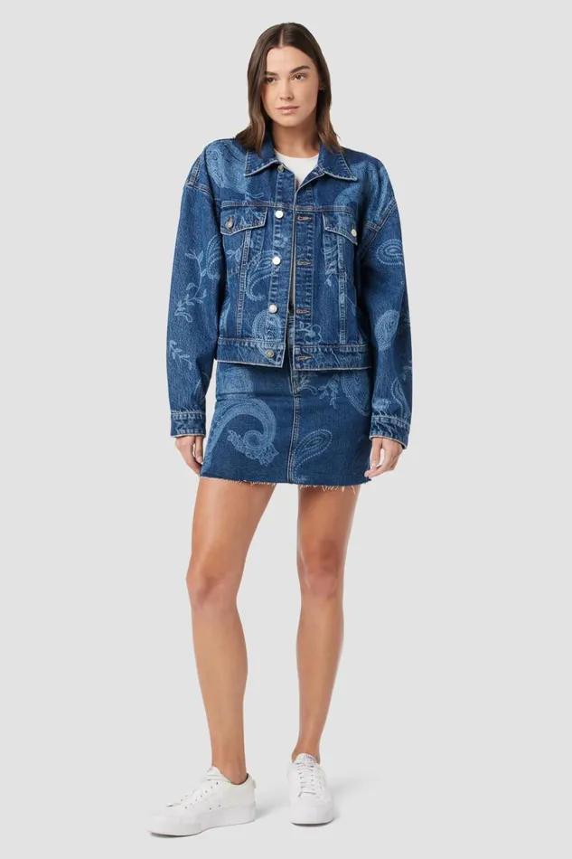 Hudson Jeans Jackets and Outerwear Women Brea Swing Trucker Jacket Laser Paisley Hudson Jeans Jackets and Outerwear Women Brea Swing Trucker Jacket Laser Paisley