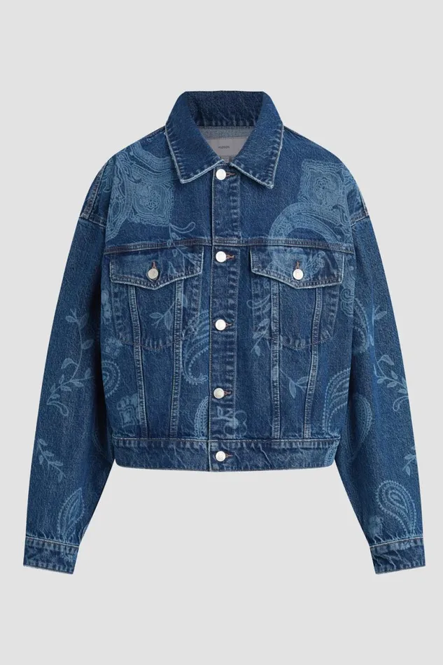 Hudson Jeans Jackets and Outerwear Women Brea Swing Trucker Jacket Laser Paisley Hudson Jeans Jackets and Outerwear Women Brea Swing Trucker Jacket Laser Paisley