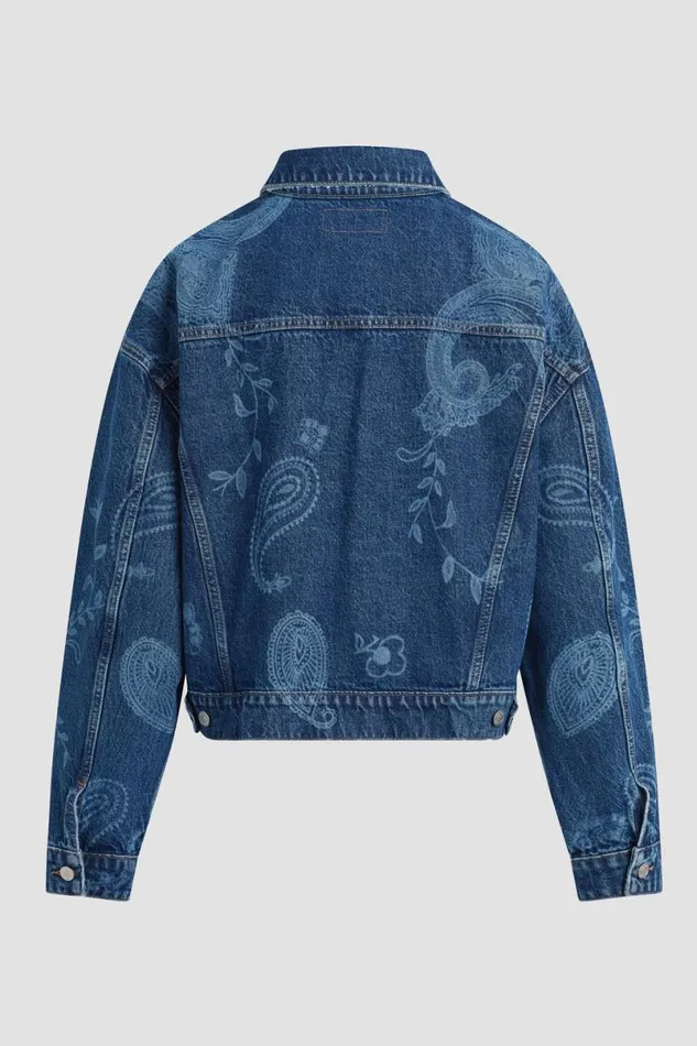 Hudson Jeans Jackets and Outerwear Women Brea Swing Trucker Jacket Laser Paisley Hudson Jeans Jackets and Outerwear Women Brea Swing Trucker Jacket Laser Paisley