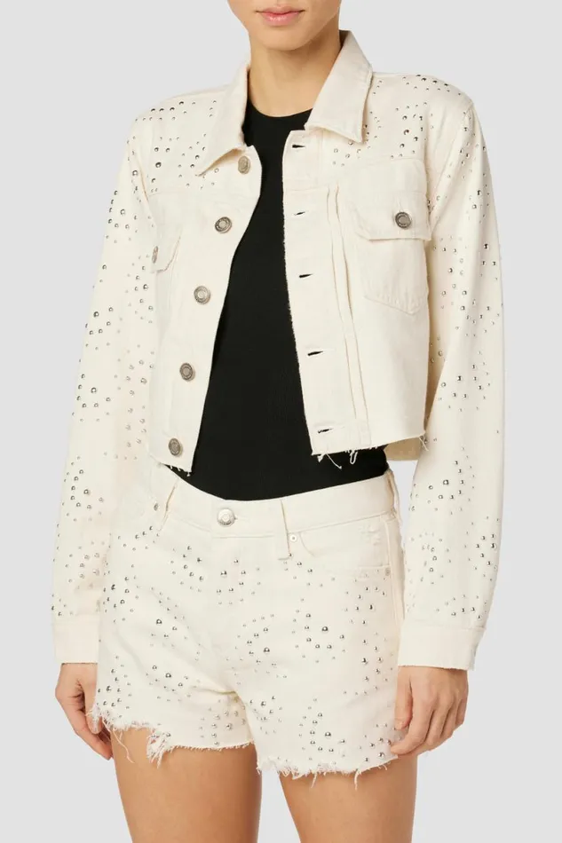 Hudson Jeans Jackets and Outerwear Women Lola Shrunken Jacket Star Studded