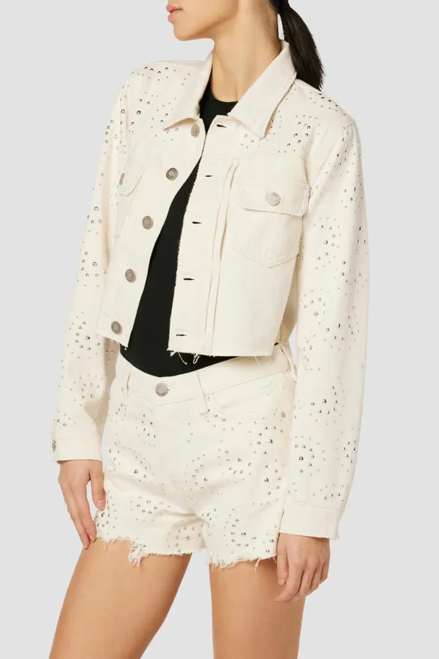 Hudson Jeans Jackets and Outerwear Women Lola Shrunken Jacket Star Studded Hudson Jeans Jackets and Outerwear Women Lola Shrunken Jacket Star Studded