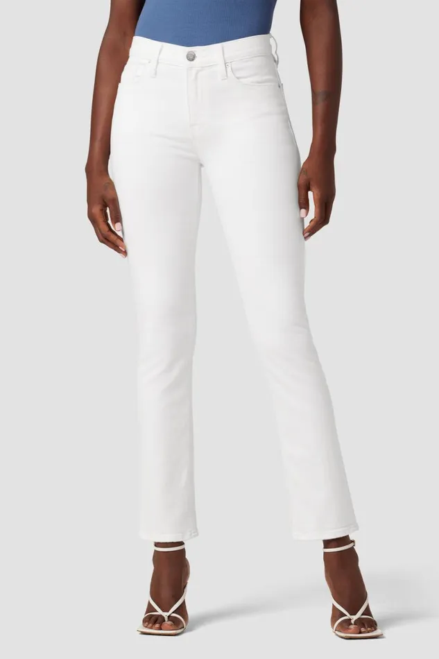 Hudson Jeans Straight Women Nico MidRise Straight Ankle Jean White