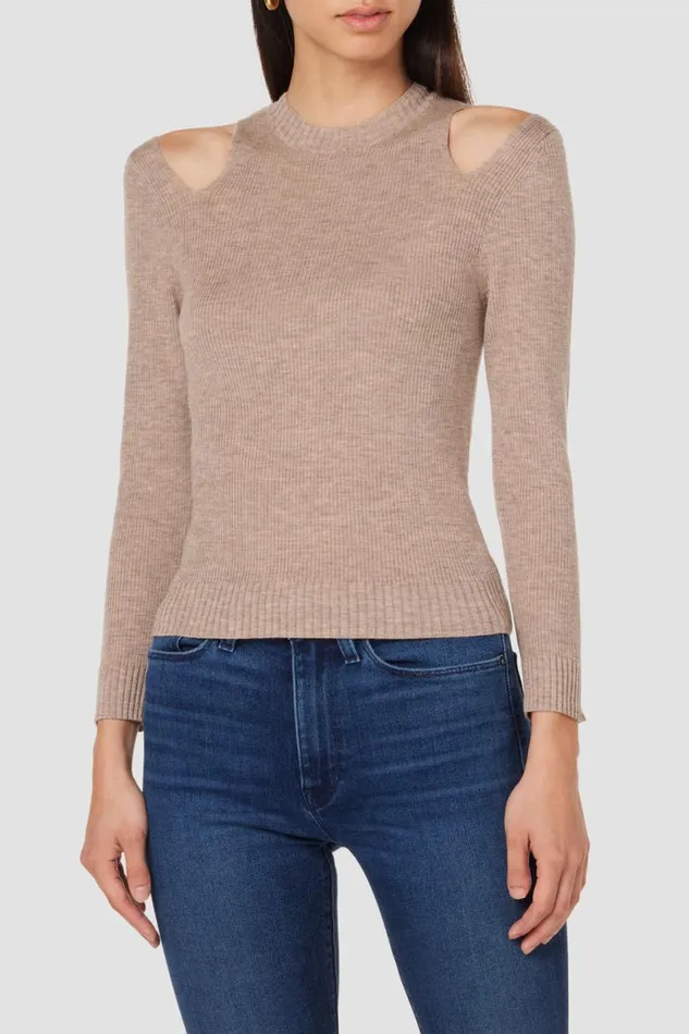 Hudson Jeans Tops and Sweaters Women Cut Out Long Sleeve Sweater Oatmeal