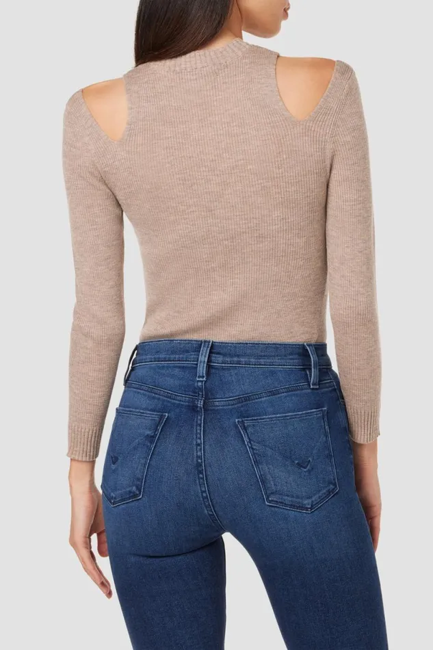 Hudson Jeans Tops and Sweaters Women Cut Out Long Sleeve Sweater Oatmeal Hudson Jeans Tops and Sweaters Women Cut Out Long Sleeve Sweater Oatmeal