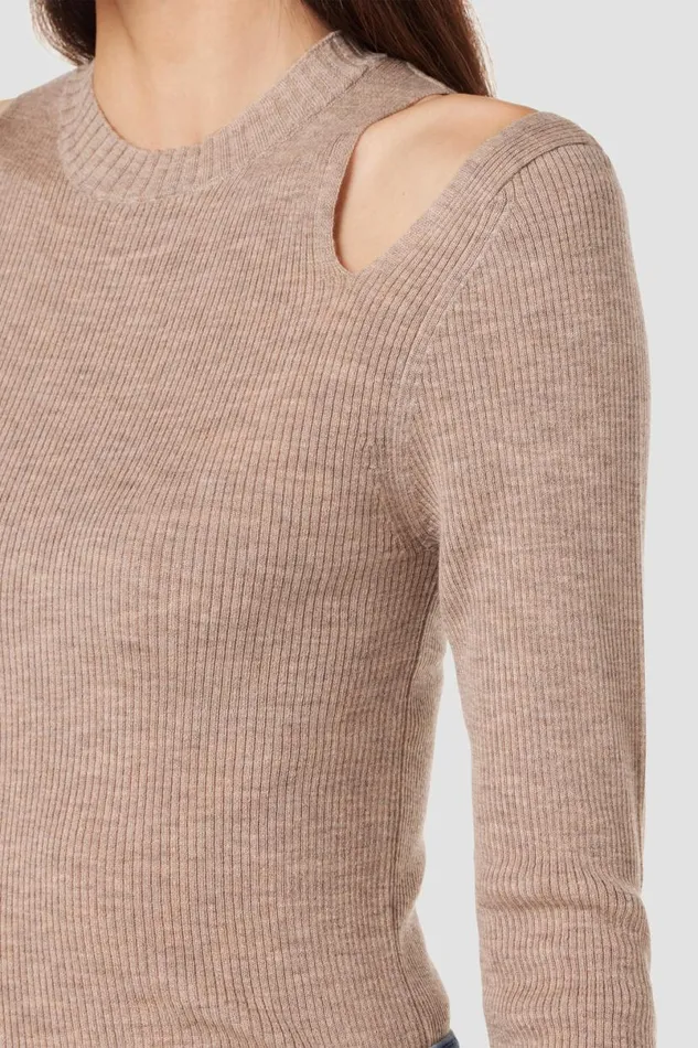 Hudson Jeans Tops and Sweaters Women Cut Out Long Sleeve Sweater Oatmeal Hudson Jeans Tops and Sweaters Women Cut Out Long Sleeve Sweater Oatmeal