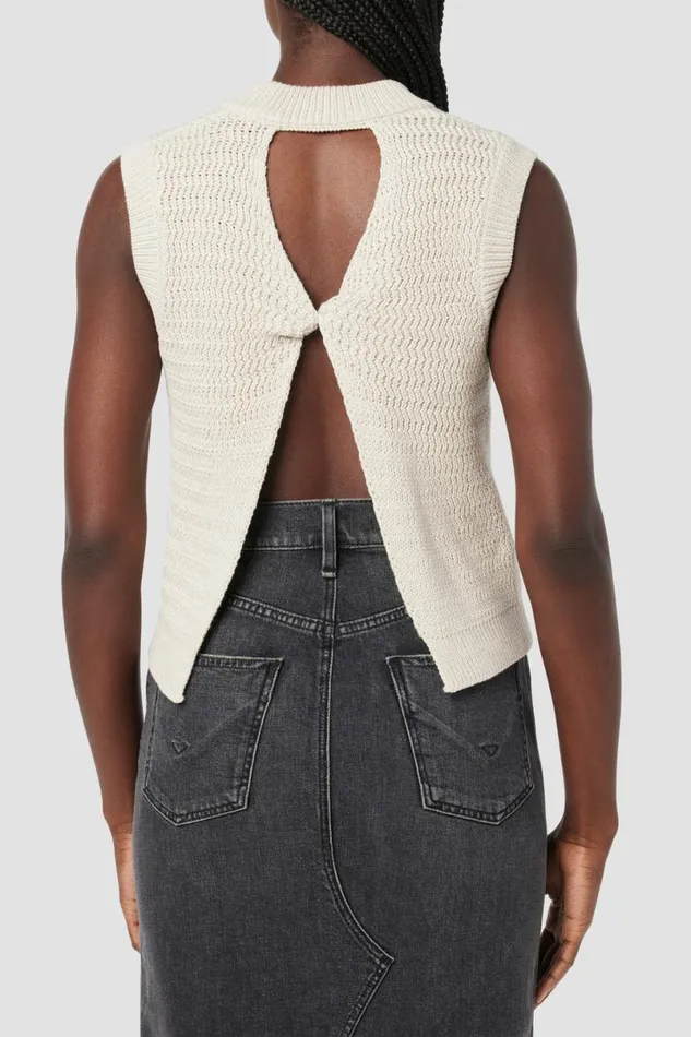 Hudson Jeans Tops and Sweaters Women Knot Back Sleeveless Sweater Ivory Hudson Jeans Tops and Sweaters Women Knot Back Sleeveless Sweater Ivory