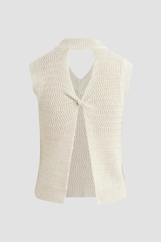 Hudson Jeans Tops and Sweaters Women Knot Back Sleeveless Sweater Ivory Hudson Jeans Tops and Sweaters Women Knot Back Sleeveless Sweater Ivory