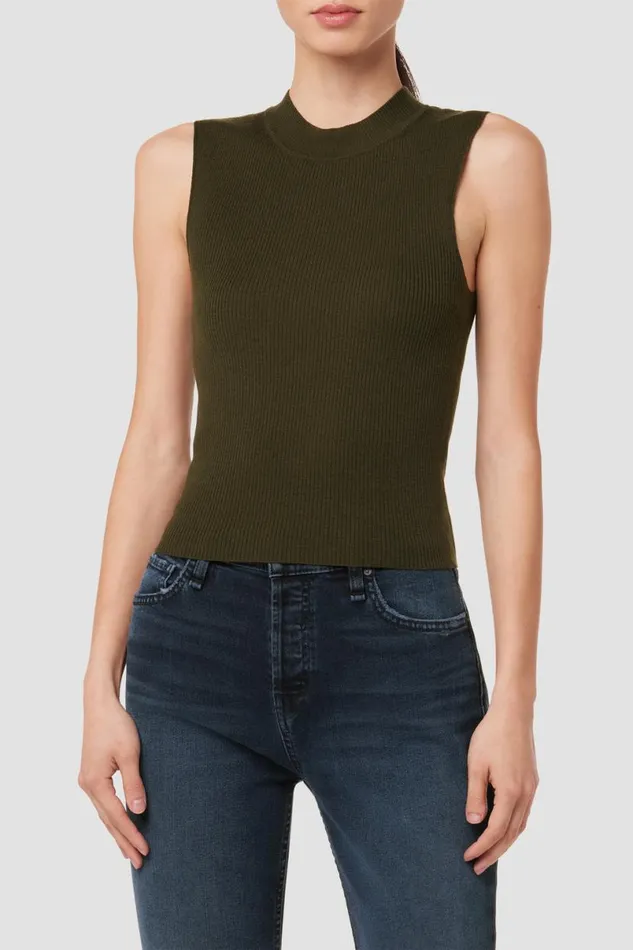 Hudson Jeans Tops and Sweaters Women Mock Neck Sweater Tank Olive Green