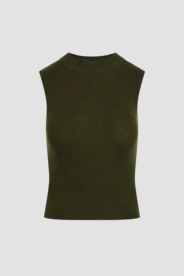 Hudson Jeans Tops and Sweaters Women Mock Neck Sweater Tank Olive Green Hudson Jeans Tops and Sweaters Women Mock Neck Sweater Tank Olive Green