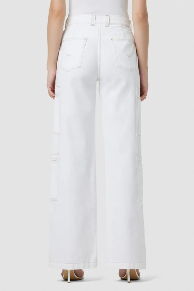 Hudson Jeans Wide Leg Women HighRise Welt Pocket Wide Leg Cargo White Hudson Jeans Wide Leg Women HighRise Welt Pocket Wide Leg Cargo White