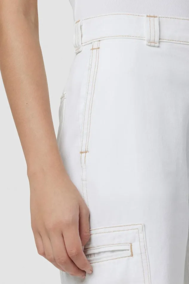Hudson Jeans Wide Leg Women HighRise Welt Pocket Wide Leg Cargo White Hudson Jeans Wide Leg Women HighRise Welt Pocket Wide Leg Cargo White