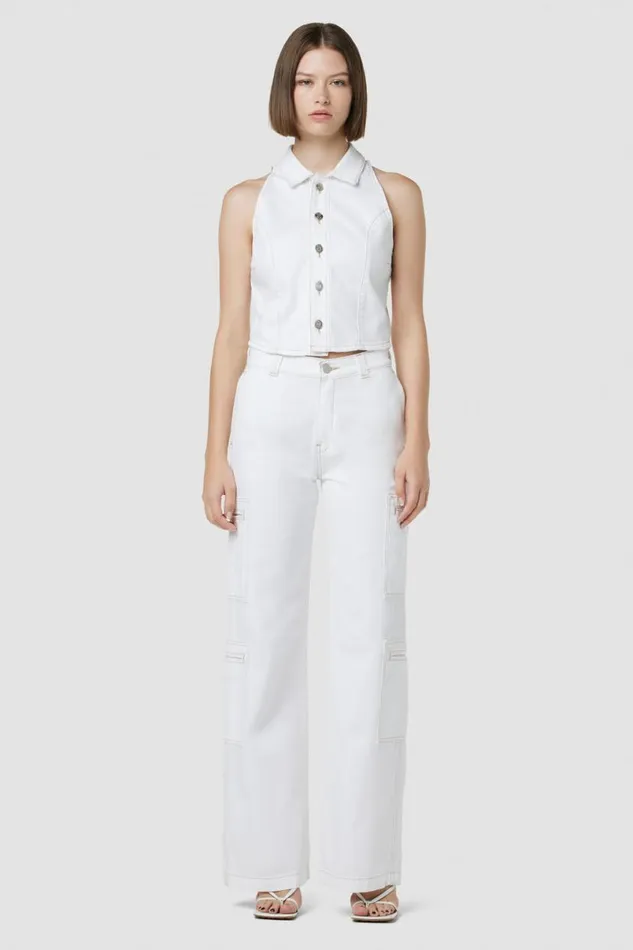 Hudson Jeans Wide Leg Women HighRise Welt Pocket Wide Leg Cargo White Hudson Jeans Wide Leg Women HighRise Welt Pocket Wide Leg Cargo White